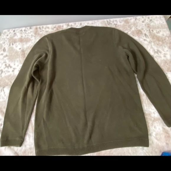 Vintage EDDIE BAUER  Sweater 100% Cotton Olive Green Size XL-T Pullover - Picture 3 of 7